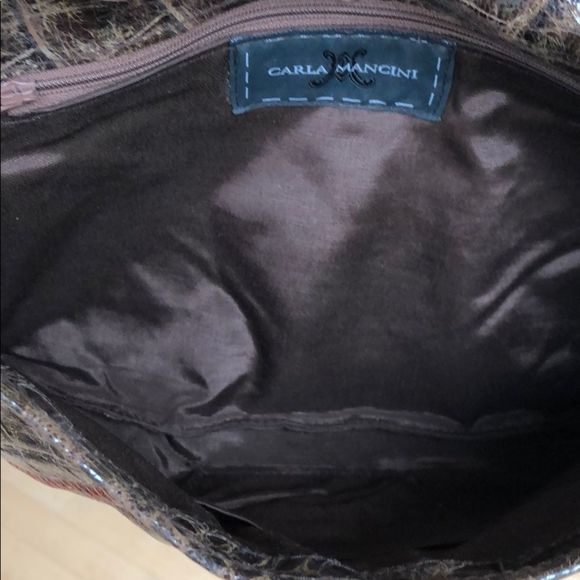 Carla Mancini Vintage Croco Envelope Style Brown Shoulder Bag - Picture 3 of 5